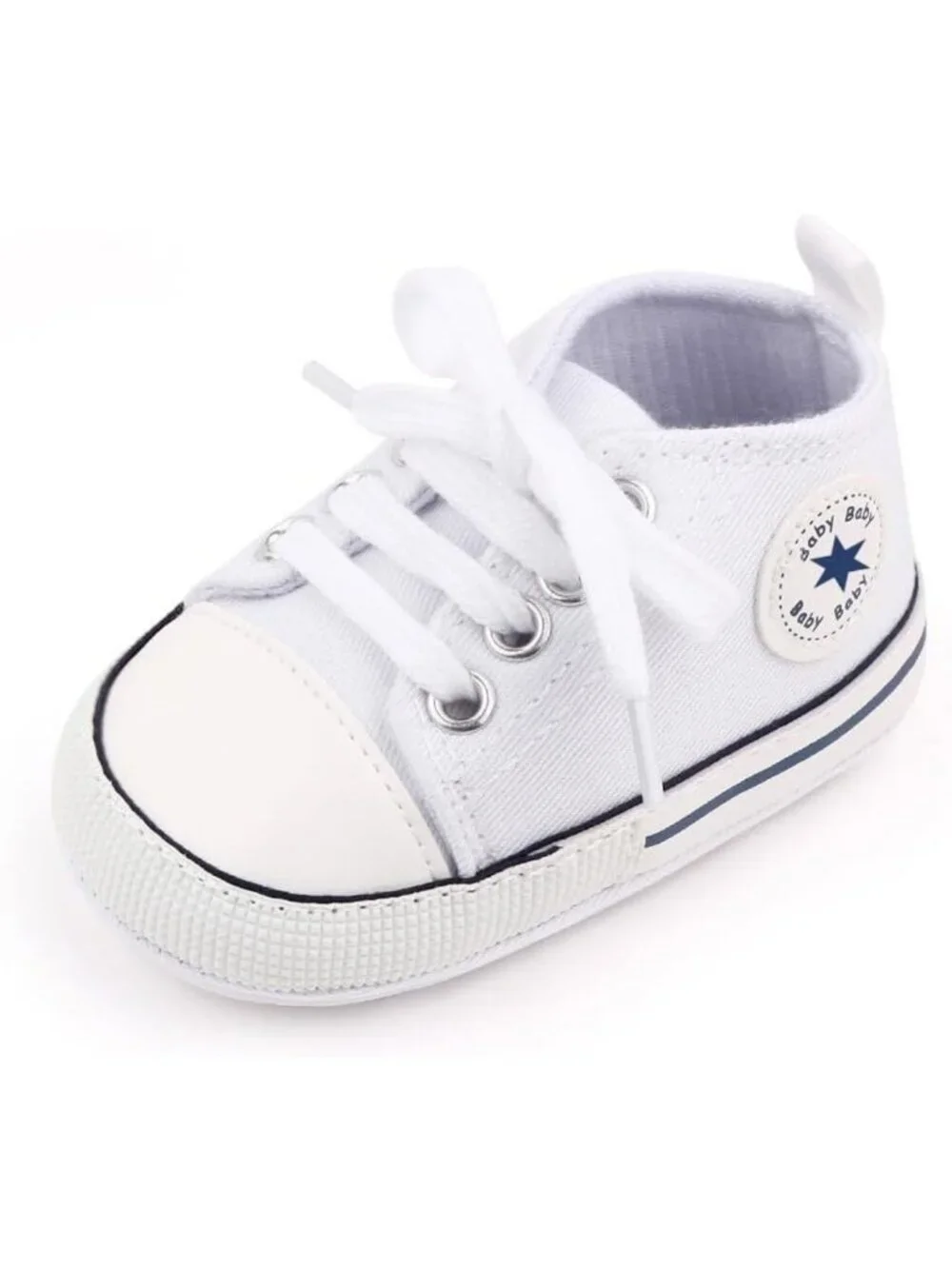 Unisex Baby High-Top Canvas Sneakers, Soft Sole Anti-Slip First Walking Shoes